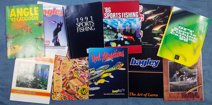 Collage of Bagley catalogs over the years.